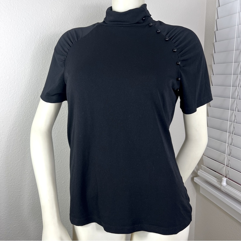 Grace Elements Medium Women’s Black Short Sleeve Turtleneck Shirt